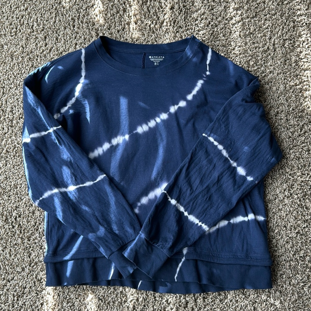 Athleta Sundown Sweatshirt Navy Size MT medium tall EUC